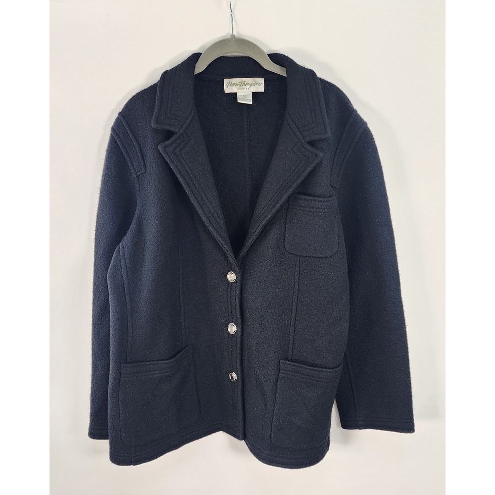 Norm Thompson Jacket Women's PL Black Coat Boiled Wool
